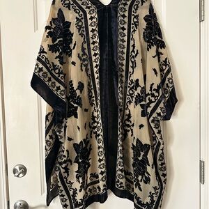 Angie Black Burn out and Cream Floral Kimono
